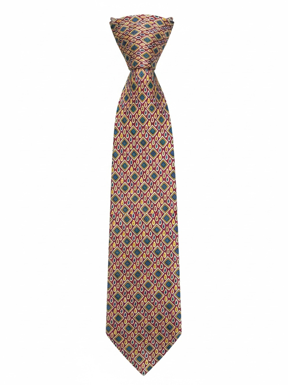 Brooks Brothers Makers Red Silk Diamond Foulard Necktie Made in USA